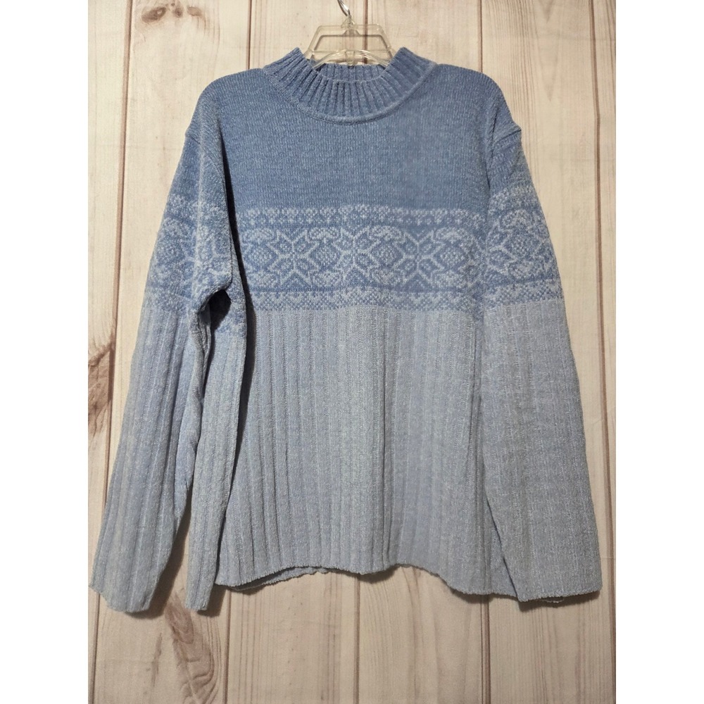 Sonoma Jean Company Blue Chenille Fair‎ Isle Mock Neck Sweater Womens 2X NWT